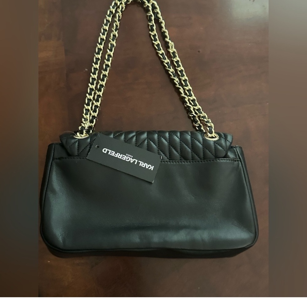 Karl Lagerfeld Black Quilted Chain Shoulder Bag - Picture 5 of 10